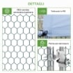 POLLAIO DA GIARDINO CON TELAIO ZINCATO, COPERTURA IMPERMEABILE E RETE ESAGONALE, 3X2X2M, ARGENTO