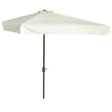 OMBRELLONE SEMICIRCOLARE DA TERRAZZA E GIARDINO CON MANOVELLA, 230X130X249CM, CREMA