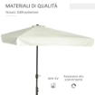 OMBRELLONE SEMICIRCOLARE DA TERRAZZA E GIARDINO CON MANOVELLA, 230X130X249CM, CREMA