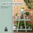 PORTAPIANTE A 3 LIVELLI IN LEGNO DI ABETE PER INTERNI ED ESTERNI, 76X26X76 CM, VERDE CHIARO
