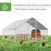 POLLAIO DA GIARDINO CON TELAIO ZINCATO, COPERTURA IMPERMEABILE E RETE ESAGONALE, 3X4X2M, ARGENTO