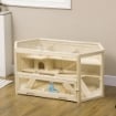 CASETTA PER CRICETI IN LEGNO A 3 LIVELLI, CASA PER CRICETI E PICCOLI RODITORI CON TETTO APRIBILE E PARETE TRASPARENTE, 115X60X55CM