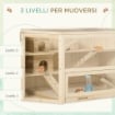 CASETTA PER CRICETI IN LEGNO A 3 LIVELLI, CASA PER CRICETI E PICCOLI RODITORI CON TETTO APRIBILE E PARETE TRASPARENTE, 115X60X55CM