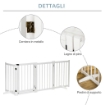 CANCELLINO PIEGHEVOLE PER CANI PICCOLA/MEDIA TAGLIA CON SERRATURA IN LEGNO 237.5X36X80CM - BIANCO