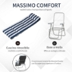 SEDIA SDRAIO 2 PEZZI PIEGHEVOLE E RECLINABILE, LETTINO PRENDISOLE CON CUSCINO IMBOTTITO, BLU E BIANCO