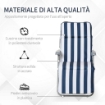 SEDIA SDRAIO 2 PEZZI PIEGHEVOLE E RECLINABILE, LETTINO PRENDISOLE CON CUSCINO IMBOTTITO, BLU E BIANCO