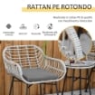 SET MOBILI DA GIARDINO IN RATTAN PE CON 2 SEDIE E TAVOLINO CON RIPIANO IN VETRO, GRIGIO