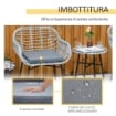 SET MOBILI DA GIARDINO IN RATTAN PE CON 2 SEDIE E TAVOLINO CON RIPIANO IN VETRO, GRIGIO