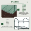 SERRA PER PIANTE VERTICALE CON SCAFFALE A 4 RIPIANI IN ACCIAIO E PE VERDE SCURO, 70X50X160 CM