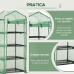 SERRA PER PIANTE VERTICALE CON SCAFFALE A 4 RIPIANI IN ACCIAIO E PE VERDE SCURO, 70X50X160 CM