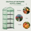 SERRA PER PIANTE VERTICALE CON SCAFFALE A 4 RIPIANI IN ACCIAIO E PE VERDE SCURO, 70X50X160 CM
