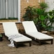 OUTSUNNY SET 2 LETTINI PRENDISOLE IN RATTAN PE CON CUSCINO E SCHIENALE 5 RECLINAZIONI, 196X60X22CM