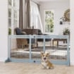 CANCELLINO PER CANI ESTENSIBILE DA INTERNO IN LEGNO E ACCIAIO, 104-183X36X69CM, BLU