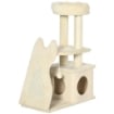 ALBERO TIRAGRAFFI PER GATTI CON TAPPETINO E PALI IN SISAL, CASETTA SFODERABILE E LETTINO, 60X30X83CM, BEIGE