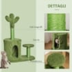 ALBERO TIRAGRAFFI PER GATTI FINO 4.5KG A FORMA DI CACTUS CON PALLINE E CUCCIA, 60X35X78CM - VERDE