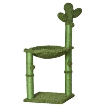 ALBERO TIRAGRAFFI PER GATTI FINO 4.5KG A FORMA DI CACTUS CON PALLINE E AMACA, 40X40X96CM - VERDE