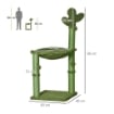 ALBERO TIRAGRAFFI PER GATTI FINO 4.5KG A FORMA DI CACTUS CON PALLINE E AMACA, 40X40X96CM - VERDE