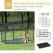 BOX PER CANI RECINZIONE IN METALLO PER ANIMALI CON 4 PANNELLI, PORTA CON DOPPIO BLOCCO E VASSOIO SUL FONDO, 125X78X80CM, GRIGIO