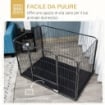 BOX PER CANI RECINZIONE IN METALLO PER ANIMALI CON 4 PANNELLI, PORTA CON DOPPIO BLOCCO E VASSOIO SUL FONDO, 125X78X80CM, GRIGIO