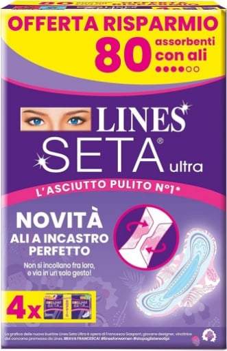 OK LINES SETA ULTRA ASSORBENTI CON ALI CONFEZIONE DA 80 PEZZI