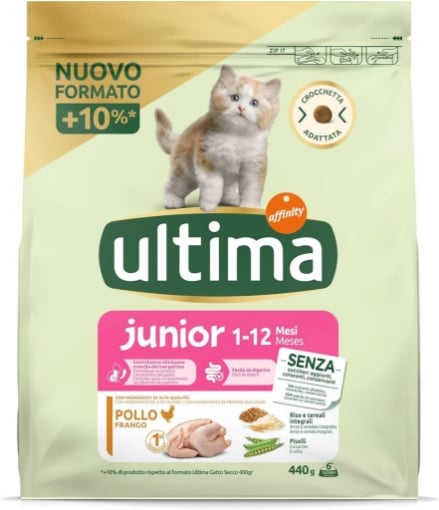 ULTIMA CROCCHETTE PER GATTO JUNIOR 1-12 MESI 440 GR GUSTO POLLO CON CROCCHETTA ADATTATA