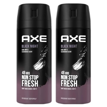 AXE DEODORANTE SPRAY BLACK NIGHT (MENTA FRESCA E LEGNO DI CEDRO)  CONFEZIONE DOPPIA (2X 150 ML) OKX