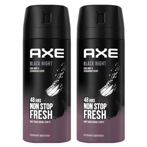 AXE DEODORANTE SPRAY BLACK NIGHT (MENTA FRESCA E LEGNO DI CEDRO)  CONFEZIONE DOPPIA (2X 150 ML) OKX