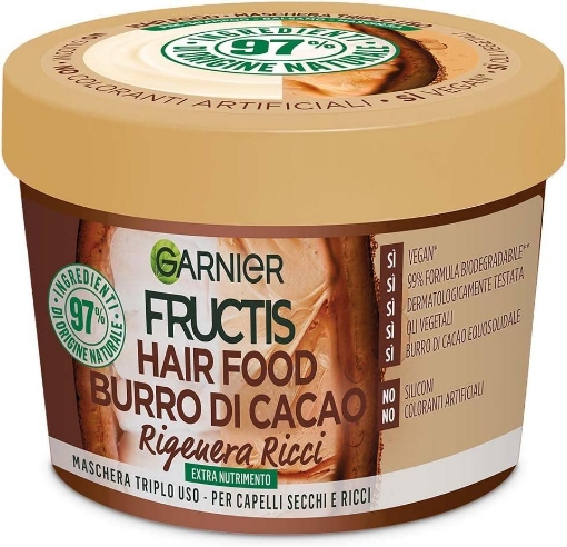 GARNIER FRUCTIS HAIR FOOD BURRO DI CACAO RIGENERANTE MASCHERA PER CAPELLI SECCHI E RICCI SENZA SILICONI 390 ML OKX