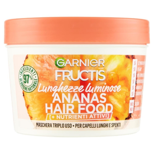 GARNIER FRUCTIS HAIR FOOD MASCHERA ANANAS LUNGHEZZE LUMINOSE PER CAPELLI LUNGHI E SPENTI 390 ML OKX