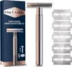 GILLETTE KING C. RASOIO DI SICUREZZA 1 MANICO + 5 LAMETTE DA BARBA IN ACCIAIO INOSSIDABILE LAMETTA RIVESTITA DI PLATINO  OKX