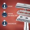 GILLETTE KING C. RASOIO DI SICUREZZA 1 MANICO + 5 LAMETTE DA BARBA IN ACCIAIO INOSSIDABILE LAMETTA RIVESTITA DI PLATINO  OKX