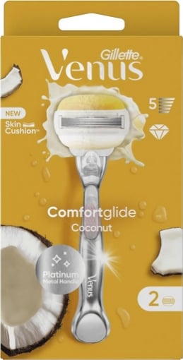 GILLETTE VENUS COMFORTGLIDE RASOIO DONNA COCCO PLUS OLAZ 2 LAME RICAMBIO (DA 5 LAME) E 1 MANICO OKX