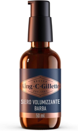 GILLETTE KING C. BARBA SIERO VOLUMIZZANTE CURA BARBA UOMO CON COMPLESSO DI VITAMINA B E CAFFEINA CONFEZIONE DA 50 ML OKX