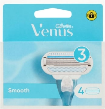 GILLETTE VENUS LAMETTE RASOI DONNA SMOOTH PER RASOIO A 3 LAME, CONFEZIONE DA 4 OKX