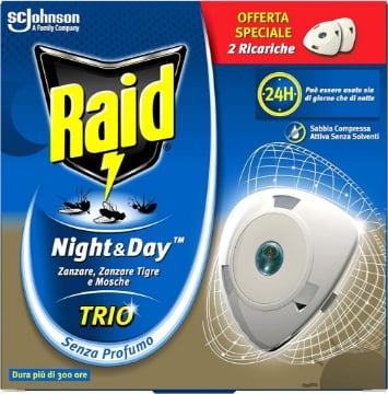 RAID NIGHT & DAY TRIO ZANZARE ZANZARE TIGRE MOSCHE 2 RICARICHE OKX