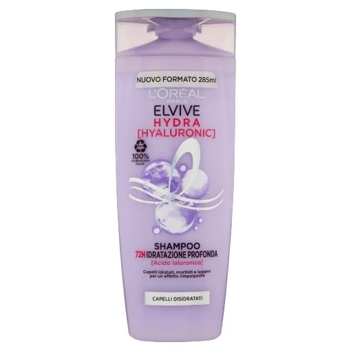 L'ORÉAL PARIS ELVIVE  SHAMPOO 72H HYDRA HYALURONIC IDRATAZIONE PROFONDA CON ACIDO IALURONICO 285 ML OKX