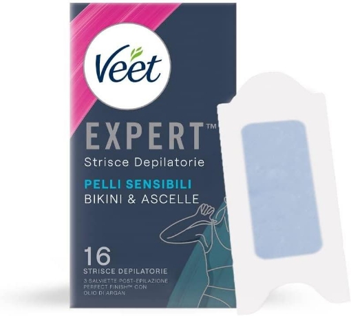 VEET STRISCE DEPILATORIE ASCELLE E ZONA BIKINI CON OLIO DI MANDORLA 16 STRISCE (8X2 STRISCE) + 3 SALVIETTE POST-EPILAZIONE OKX