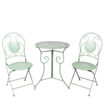 SET TAVOLO + 2 SEDIE  RICHIUDIBILI CON SCRITTA SIMPATICA REGOLE APERITIVO COLOR VERDE OKX