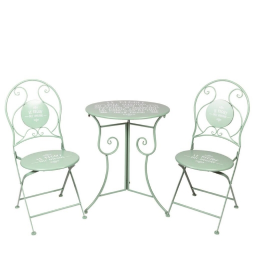 SET TAVOLO + 2 SEDIE  RICHIUDIBILI CON SCRITTA SIMPATICA REGOLE APERITIVO COLOR VERDE OKX