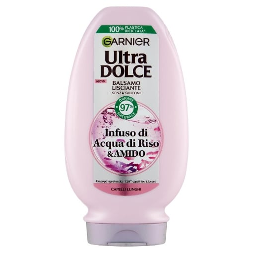 GARNIER ULTRA DOLCE INFUSO DI ACQUA DI RISO & AMIDO, BALSAMO LISCIANTE SENZA SILICONI 200 ML OKX