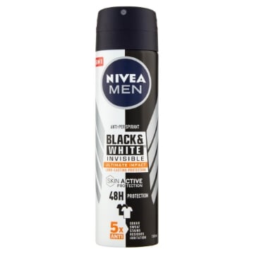 NIVEA DEODORANTE MEN BLACK & WHITE INVISIBLE ULTIMATE IMPACT 150 ML