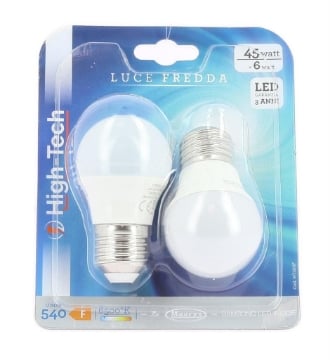 HIGH-TECH SET 2 LAMPADINE LED SFERA E27 6W G45 LUCE FREDDA 6500 K 540 LUMEN