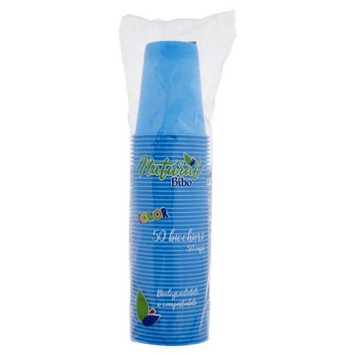 MAURY'S BIOPLASTIC BICCHIERI 200ML 50 PEZZI IN COLORAZIONE AZZURRA OKX