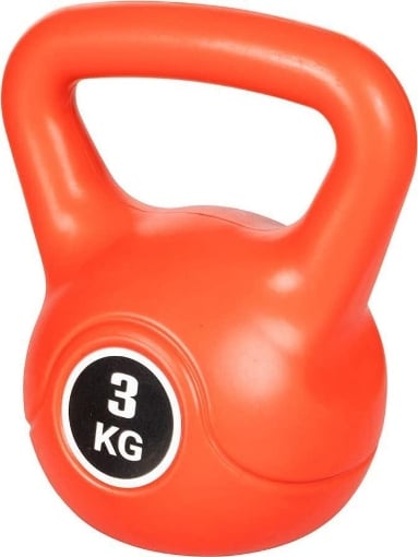 KETTLEBELL 3 KG PER ALLENAMENTO PRESA ANTISCIVOLO FITLOVER COLOR ROSSO