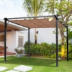 GAZEBO PERGOLA DA GIARDINO 3X4M TELO SCORREVOLE IN POLIESTERE IMPERMEABILE E STRUTTURA IN ALLUMINIO