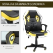 SEDIA DA GAMING POLTRONA DA UFFICIO GIREVOLE CON RUOTE IN SIMILPELLE NERA GIALLA