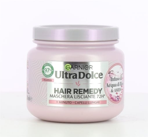 GARNIER ULTRA DOLCE MASCHERA LISCIANTI PER CAPELLI LUNGHI EFFETTO ILLUMINANTE 1 MINUTO DI POSA CON  ACQUA DI RISO 340 ML OKX