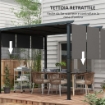 GAZEBO PERGOLA 3X3.5 M CON 3 TETTUCCI REGOLABILI IN ACCIAIO E POLIESTERE ANTI UV, GRIGIO