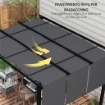 GAZEBO PERGOLA 3X3.5 M CON 3 TETTUCCI REGOLABILI IN ACCIAIO E POLIESTERE ANTI UV, GRIGIO