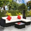 SET MOBILI DA GIARDINO IN RATTAN PE 4 POLTRONE 1 POUF 1 TAVOLINO IN VETRO TEMPERATO 2 CUSCINI